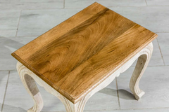 Indian Hand Carved French Indian Solid Wooden Coffee Table Whitewash 52x38x45cm Indian Hand Carved French Indian Solid Wooden Coffee Table Whitewash 52x38x45cm