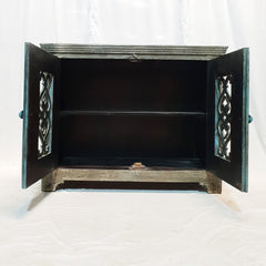 Indian Antiques Hand carved two Door Cabinet Sideboard Turquoise 117x48x92cm Indian Antiques Hand carved two Door Cabinet Sideboard Turquoise 117x48x92cm