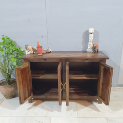 Indian Antique Tribal Hand Carved Wooden Sideboard Honey Color 120x40x75CM Indian Antique Tribal Hand Carved Wooden Sideboard Honey Color 120x40x75CM