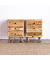 The Attic Hand Carved Solid Wood 3 Drawers Bedside Table