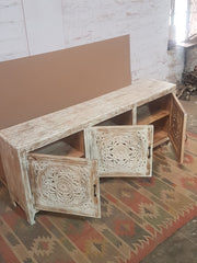 MADE TO ORDER French Arched Hand Carved Wooden Buffet Sideboard White Wash 200x40x80cm MADE TO ORDER French Arched Hand Carved Wooden Buffet Sideboard White Wash 200x40x80cm