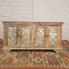 French Arched Hand Carved Wooden Buffet Sideboard White Wash 160X40X80CM French Arched Hand Carved Wooden Buffet Sideboard White Wash 160X40X80CM