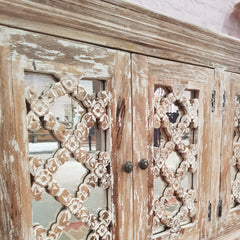 French Arched Hand Carved Wooden Buffet Sideboard White Wash 160X40X80CM French Arched Hand Carved Wooden Buffet Sideboard White Wash 160X40X80CM