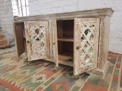 French Arched Hand Carved Wooden Buffet Sideboard White Wash 160X40X80CM French Arched Hand Carved Wooden Buffet Sideboard White Wash 160X40X80CM