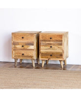 The Attic Hand Carved Solid Wood 3 Drawers Bedside Table