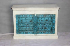 Antique Indian Old Door Sideboard White Antique Indian Old Door Sideboard White