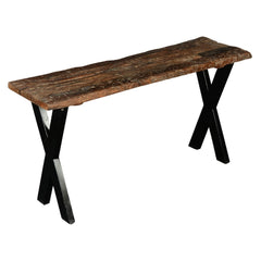 India Steamer Railroad Ties & Industrial Iron 56" Hall Console Table India Steamer Railroad Ties & Industrial Iron 56" Hall Console Table