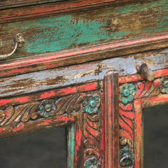 Antique Floral Carved wood Multi-Colored Sideboard Antique Floral Carved wood Multi-Colored Sideboard