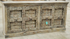 Antique Indian Old Door Solid Wooden Sideboard in Scrap Wood Antique Indian Old Door Solid Wooden Sideboard in Scrap Wood