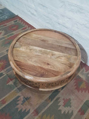 Bristol Wooden Carved Round Coffee Table Natural 80 x 80 x 30 cm Bristol Wooden Carved Round Coffee Table Natural 80 x 80 x 30 cm