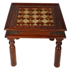 Mogra Antique Brass Work Solid Wood Coffee Table End Side Table Window style Mogra Antique Brass Work Solid Wood Coffee Table End Side Table Window style