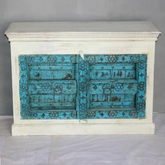 Antique Indian Old Door Sideboard White Antique Indian Old Door Sideboard White