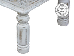 Mandala Indian Hand Carved Solid Wood Coffee Table White Mandala Indian Hand Carved Solid Wood Coffee Table White