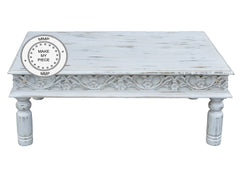 Mandala Indian Hand Carved Coffee Table White 120X75 Mandala Indian Hand Carved Coffee Table White 120X75