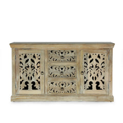 Indian Handmade Solid Wood 2 Door & 3 Drawers Carved Sideboard Indian Handmade Solid Wood 2 Door & 3 Drawers Carved Sideboard