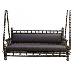 Antique Indian Hand Carved Painted Ceiling Swing Black Antique Indian Hand Carved Painted Ceiling Swing Black