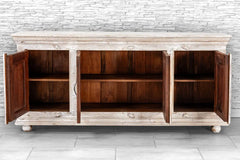 Indian Hand Carved Solid Wood 4 Door Sideboard Whitewash 14 Indian Hand Carved Solid Wood 4 Door Sideboard Whitewash 14