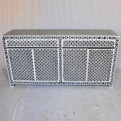 Bone inlay Star Geometrical pattern Black Sideboard Bone inlay Star Geometrical pattern Black Sideboard
