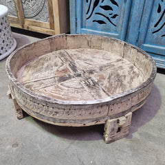Indian Antique Carved Solid Wooden Grinder Coffee Table 90x90x15cm Indian Antique Carved Solid Wooden Grinder Coffee Table 90x90x15cm