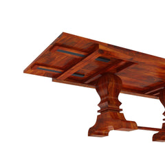 Boston Solid Wood Large Trestle Pedestal Extendable Dining Table Honey Brown Boston Solid Wood Large Trestle Pedestal Extendable Dining Table Honey Brown