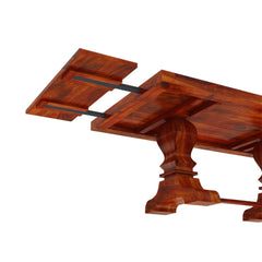 Boston Solid Wood Large Trestle Pedestal Extendable Dining Table Honey Brown Boston Solid Wood Large Trestle Pedestal Extendable Dining Table Honey Brown