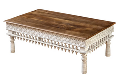 Antique Indian Mughal Hand Carved Solid Wooden Coffee Table Whitewash 120x75x45cm A0403 Antique Indian Mughal Hand Carved Solid Wooden Coffee Table Whitewash 120x75x45cm A0403