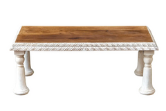 Antique Indian Mughal Hand Carved Solid Wooden Coffee Table Whitewash 120x59x45cm A0406 Antique Indian Mughal Hand Carved Solid Wooden Coffee Table Whitewash 120x59x45cm A0406