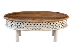 Antique Indian Mughal Hand Carved Solid Wooden Coffee Table Whitewash 118x59x45cm A0405 Antique Indian Mughal Hand Carved Solid Wooden Coffee Table Whitewash 118x59x45cm A0405