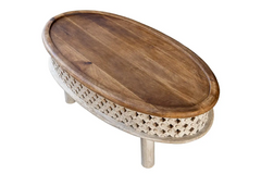 Antique Indian Mughal Hand Carved Solid Wooden Coffee Table Whitewash 118x59x45cm A0405 Antique Indian Mughal Hand Carved Solid Wooden Coffee Table Whitewash 118x59x45cm A0405