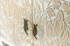 Indian Hand Carved Mango Wood 4 Door Sideboard White 15 Indian Hand Carved Mango Wood 4 Door Sideboard White 15