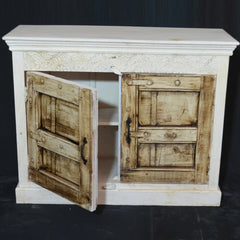Antique Old Carved Door Sideboard White Brown Antique Old Carved Door Sideboard White Brown