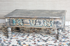 Antique Indian Mughal Hand Carved Solid Wooden Coffee Table Blackwash 115x74x46cm A0410 Antique Indian Mughal Hand Carved Solid Wooden Coffee Table Blackwash 115x74x46cm A0410