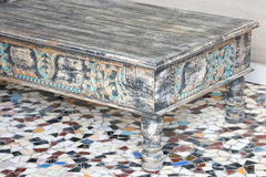 Antique Indian Mughal Hand Carved Solid Wooden Coffee Table Blackwash 115x74x46cm A0410 Antique Indian Mughal Hand Carved Solid Wooden Coffee Table Blackwash 115x74x46cm A0410