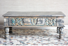 Antique Indian Mughal Hand Carved Solid Wooden Coffee Table Blackwash 115x74x46cm A0410 Antique Indian Mughal Hand Carved Solid Wooden Coffee Table Blackwash 115x74x46cm A0410