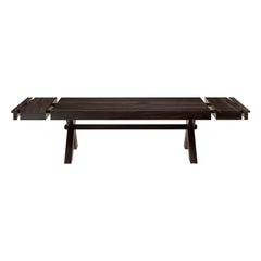 Boston Indian Solid Wood Large Farmhouse Dining Table With Extension Black Boston Indian Solid Wood Large Farmhouse Dining Table With Extension Black