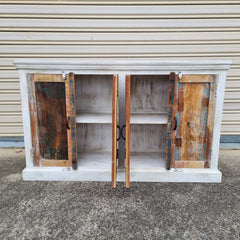 Indian Furniture Handmade Solid Wood White Reclaimed wood 4 Door Sideboard 150x40x90Cm Indian Furniture Handmade Solid Wood White Reclaimed wood 4 Door Sideboard 150x40x90Cm