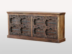 Indian Antique Old Door Solid Wood Buffet Sideboard With 4 Doors B Indian Antique Old Door Solid Wood Buffet Sideboard With 4 Doors B