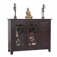 French Style Arched Glass Door Sideboard Brown 1.3m French Style Arched Glass Door Sideboard Brown 1.3m