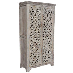 Indian Hand Carved Solid Wooden Cupboard Wardrobe D58 Indian Hand Carved Solid Wooden Cupboard Wardrobe D58