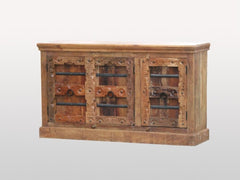 Indian Antique Old Door Solid Wood Buffet Sideboard With 3 Doors B Indian Antique Old Door Solid Wood Buffet Sideboard With 3 Doors B