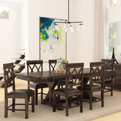 Indian Solid Wood Extendable Farmhouse Dining Table Chocolate Indian Solid Wood Extendable Farmhouse Dining Table Chocolate