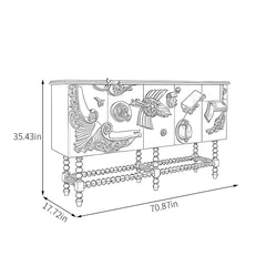 Indian Handmade Elegant Vintage Carved Sideboard Indian Handmade Elegant Vintage Carved Sideboard