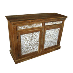 Indian Floral Carved Solid wood Sideboard Indian Floral Carved Solid wood Sideboard
