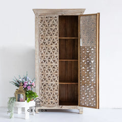 Indian Hand Carved Solid Wooden Cupboard Wardrobe D59 Indian Hand Carved Solid Wooden Cupboard Wardrobe D59
