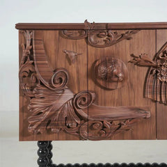 Indian Handmade Elegant Vintage Carved Sideboard Indian Handmade Elegant Vintage Carved Sideboard