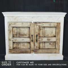 Antique Old Carved Door Sideboard White Brown Antique Old Carved Door Sideboard White Brown