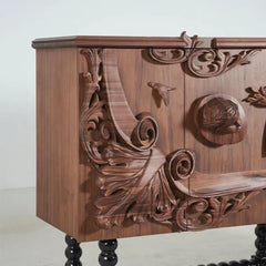 Indian Handmade Elegant Vintage Carved Sideboard Indian Handmade Elegant Vintage Carved Sideboard