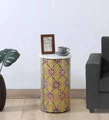 Shanti Surprise Solid Wood End Table In MultiColour With Marble Top Shanti Surprise Solid Wood End Table In MultiColour With Marble Top