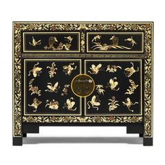 Golden Dragon Oriental Painted Solid Wood Black Gold Sideboard 90x40x84cm Golden Dragon Oriental Painted Solid Wood Black Gold Sideboard 90x40x84cm