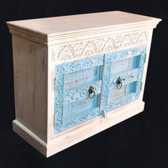 Antique Indian Old Door Sideboard Blue Antique Indian Old Door Sideboard Blue